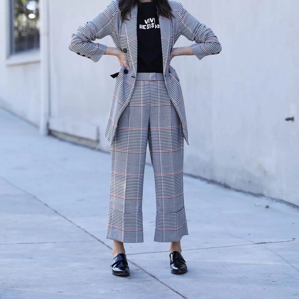 Halogen x Atlantic Pacific Plaid Cropped Trousers